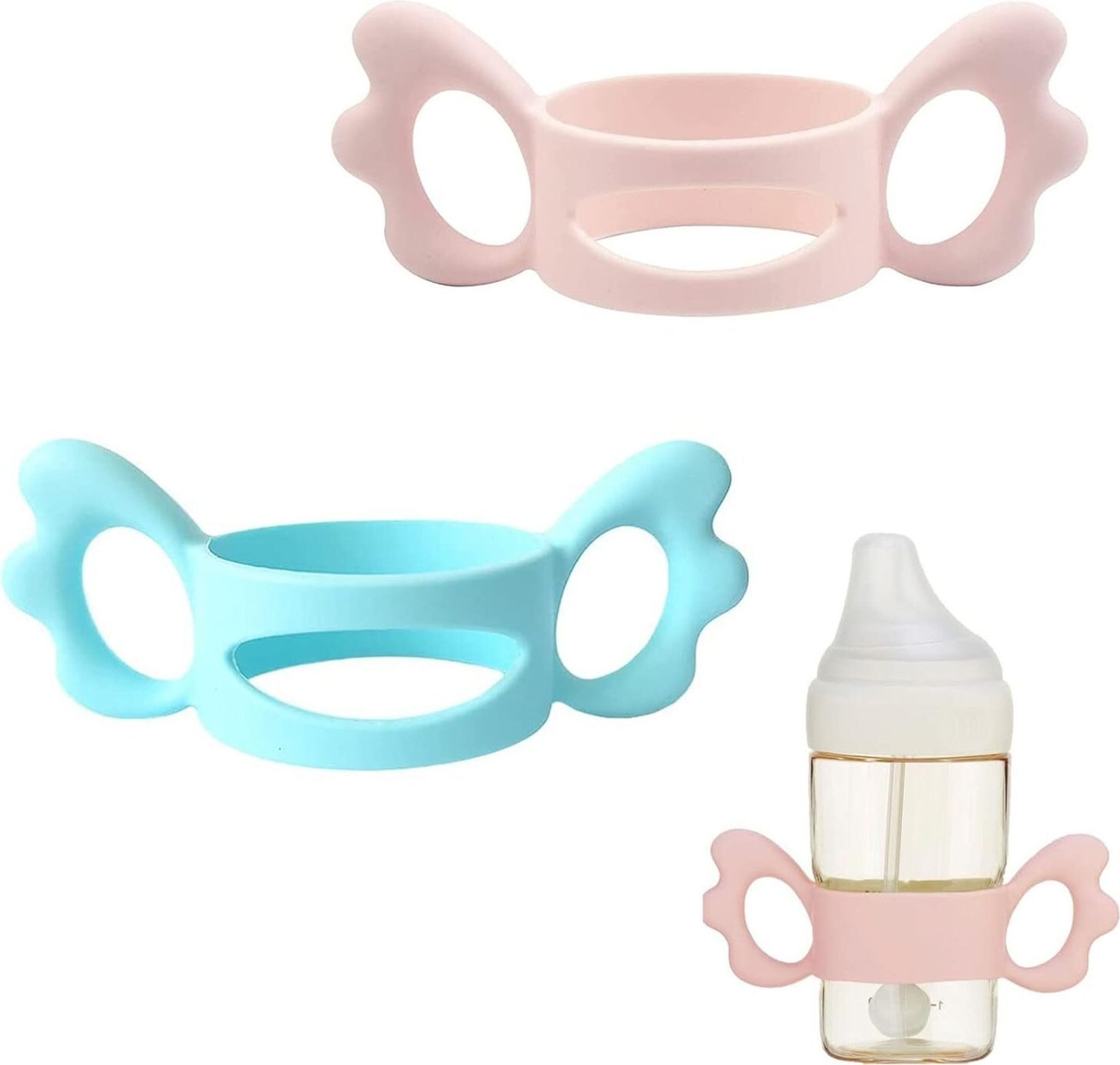 FELIXLEO Flaschenhalter Babyflaschen Griff Silikon 2Pack Weithals Flaschenhalter