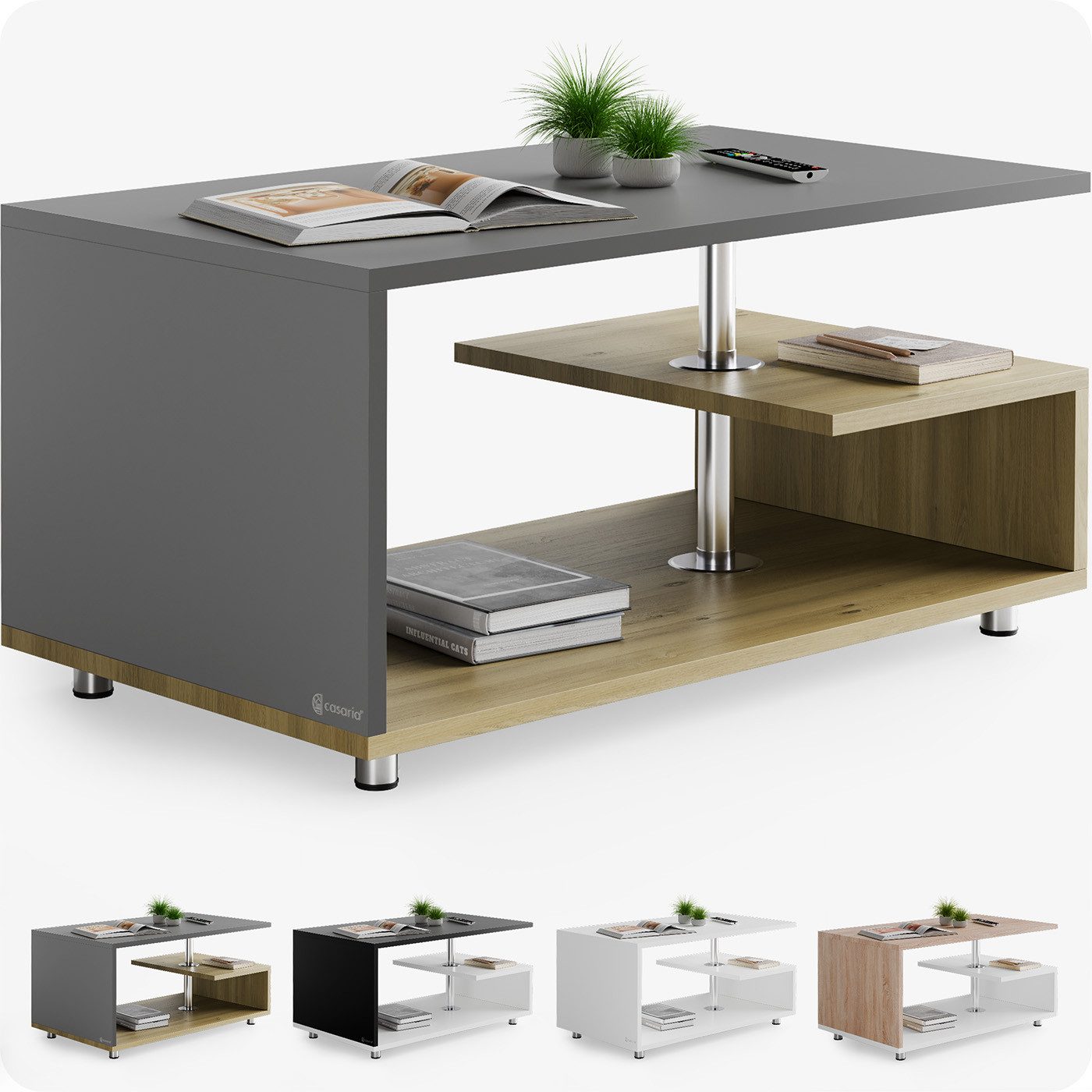 Casaria Couchtisch, Modernes Design, Zusätzliche Ablage, günstig online kaufen