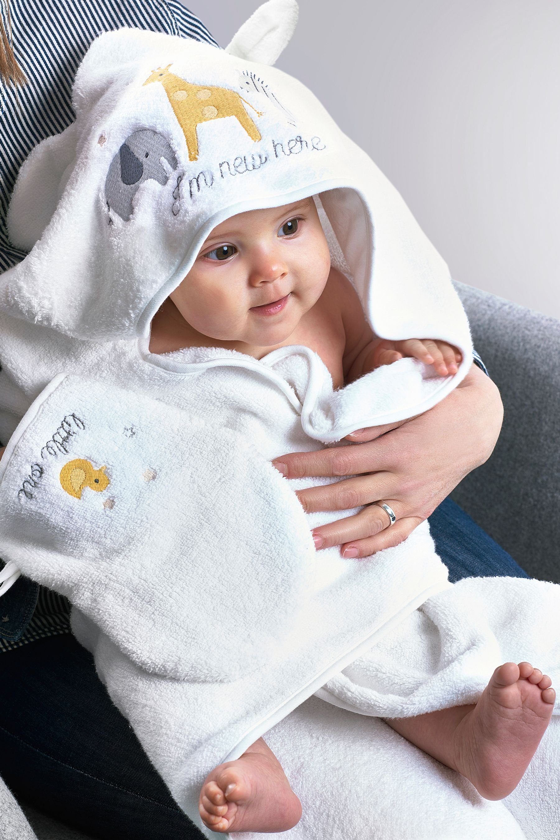 Next Handtücher Handtuch mit aus für White (2-St) Safari Neugeborene, Kapuze Baumwolle