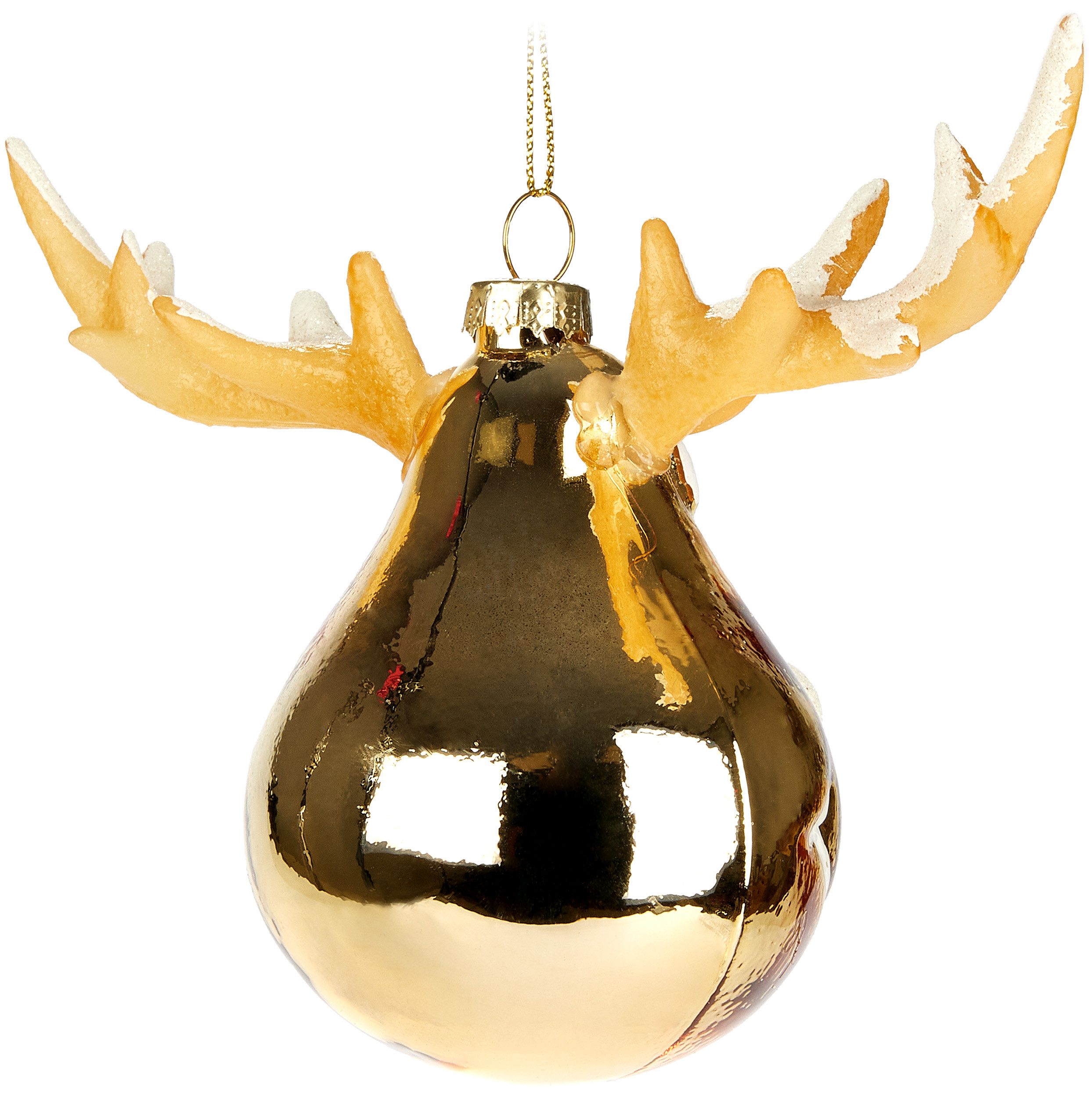 BRUBAKER Weihnachtsbaumkugel Handbemalte Weihnachtskugel aus Glas - 15 cm Baumkugel Elchkopf (1 St), Mundgeblasener Christbaumschmuck - Figur Lustig Deko Anhänger