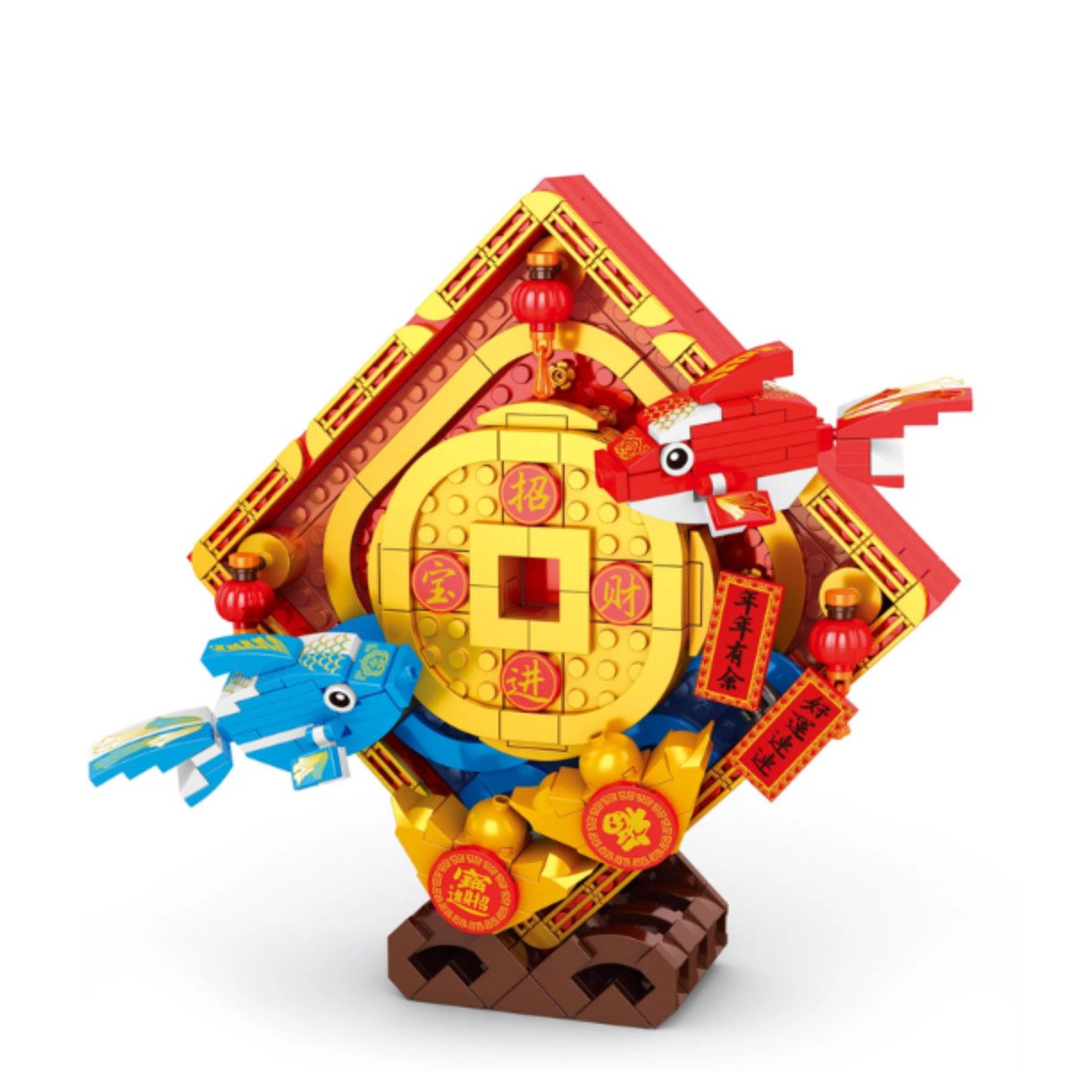 Reobrix 568 Spielbausteine, (Klemmbaustein-Set, 568 St., Baustein-Dekorationsset), Traditionelles Glückssymbol mit dekorativer Wirkung