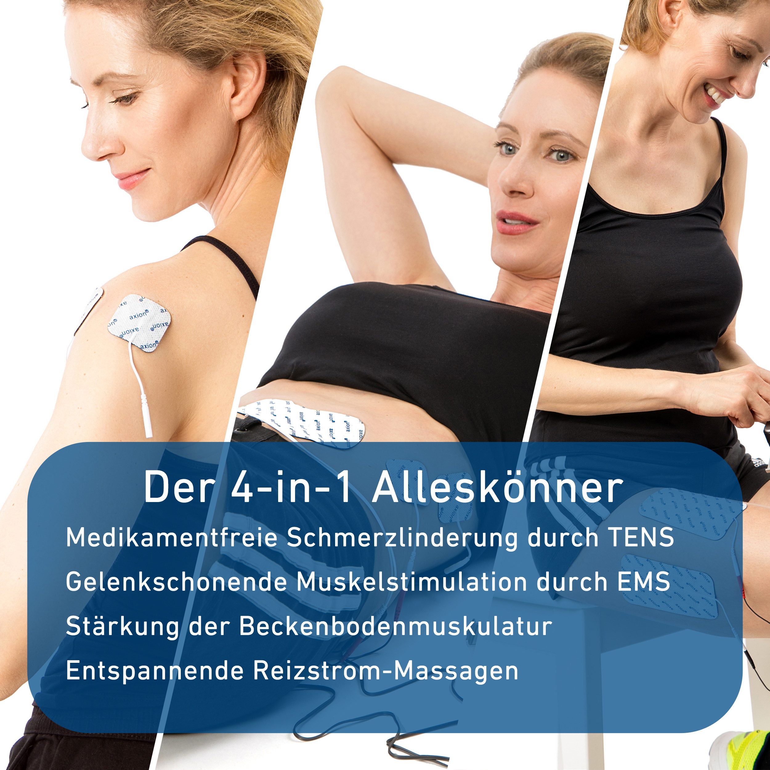 Axion TENS-EMS-Gerät STIM-PRO X9B 4-Kanal mit Akku und Elektrodenset, Medizinprodukt nach MDR (EU) 2017/745