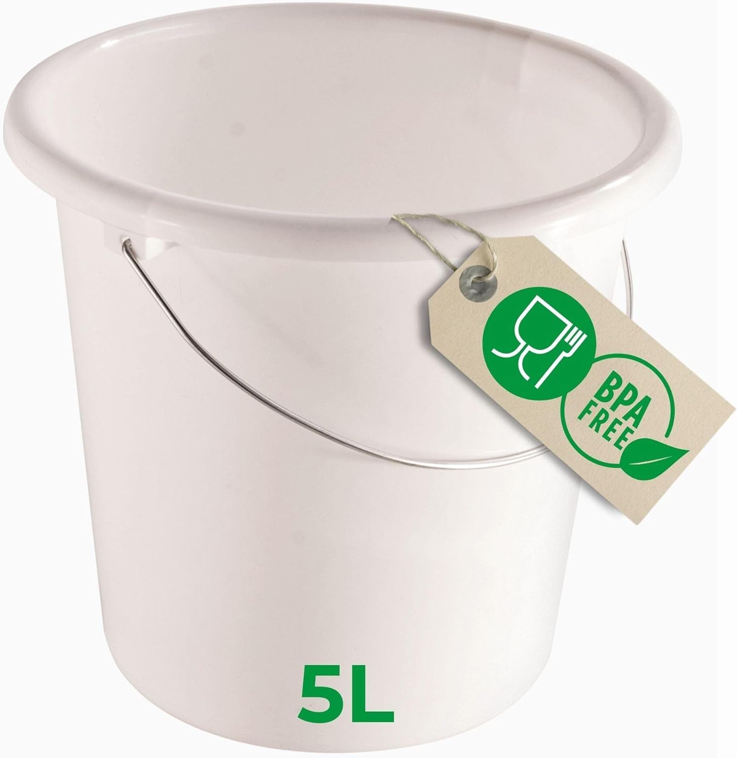 Novaliv Putzeimer 30938-1x, (1-tlg), Novaliv Eimer 5L Weiß mit Maßeinteilung - Putzeimer 5 Liter ? 22,5 cm