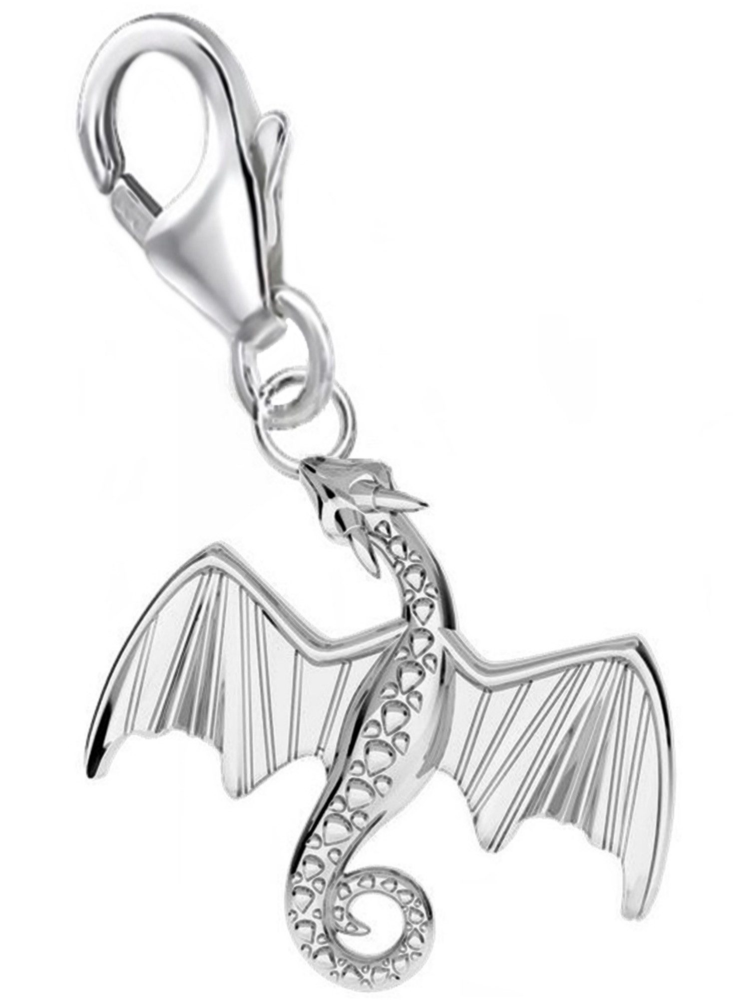 Goldene Hufeisen Charm-Einhänger Drache Karabiner Charm Anhänger für Bettelarmband 925 Silber (inkl. Etui), für Gliederarmband oder Halskette