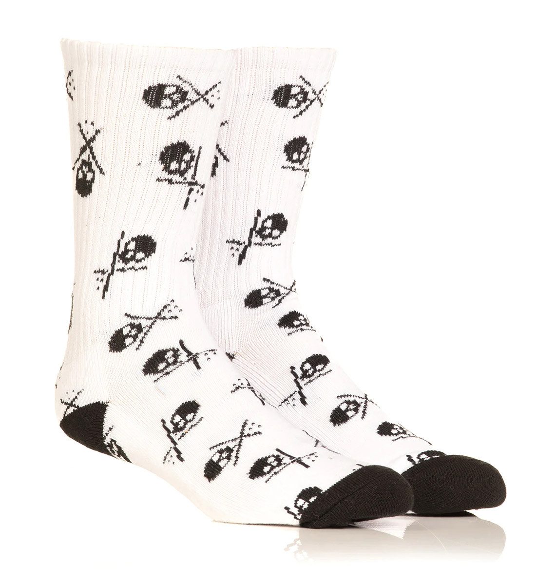 Sullen Clothing Freizeitsocken Badged Weiß-Schwarz Logo Totenkopf Skull Schädel Tattoo