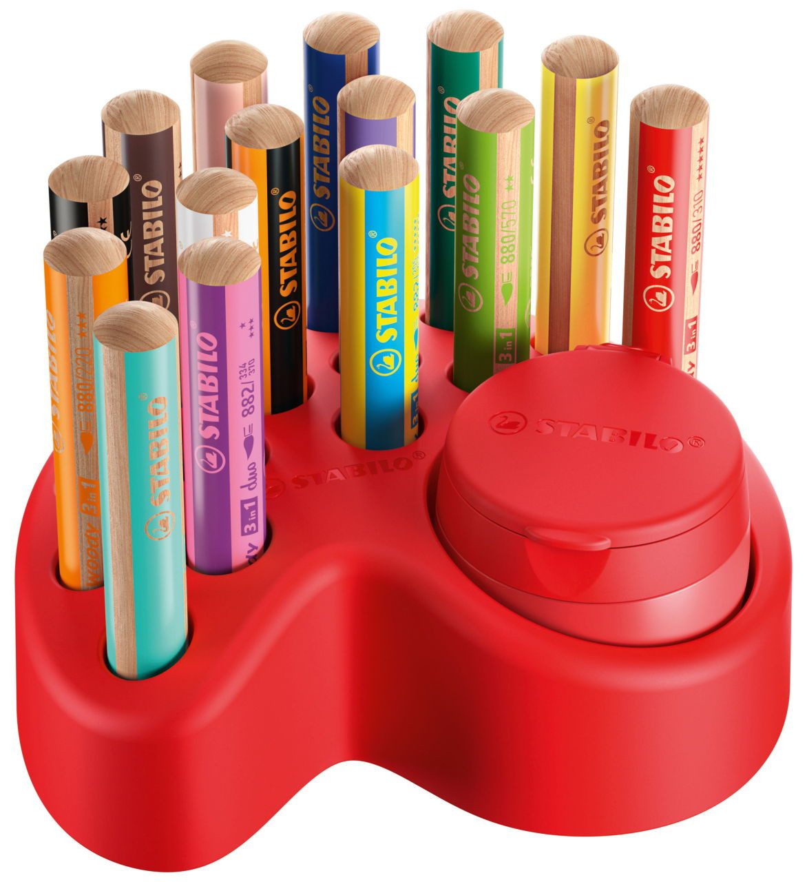 STABILO STABILO 880/15-01 STABILO woody 3in1 Buntstifte farbsortiert, 15 St. Tintenpatrone