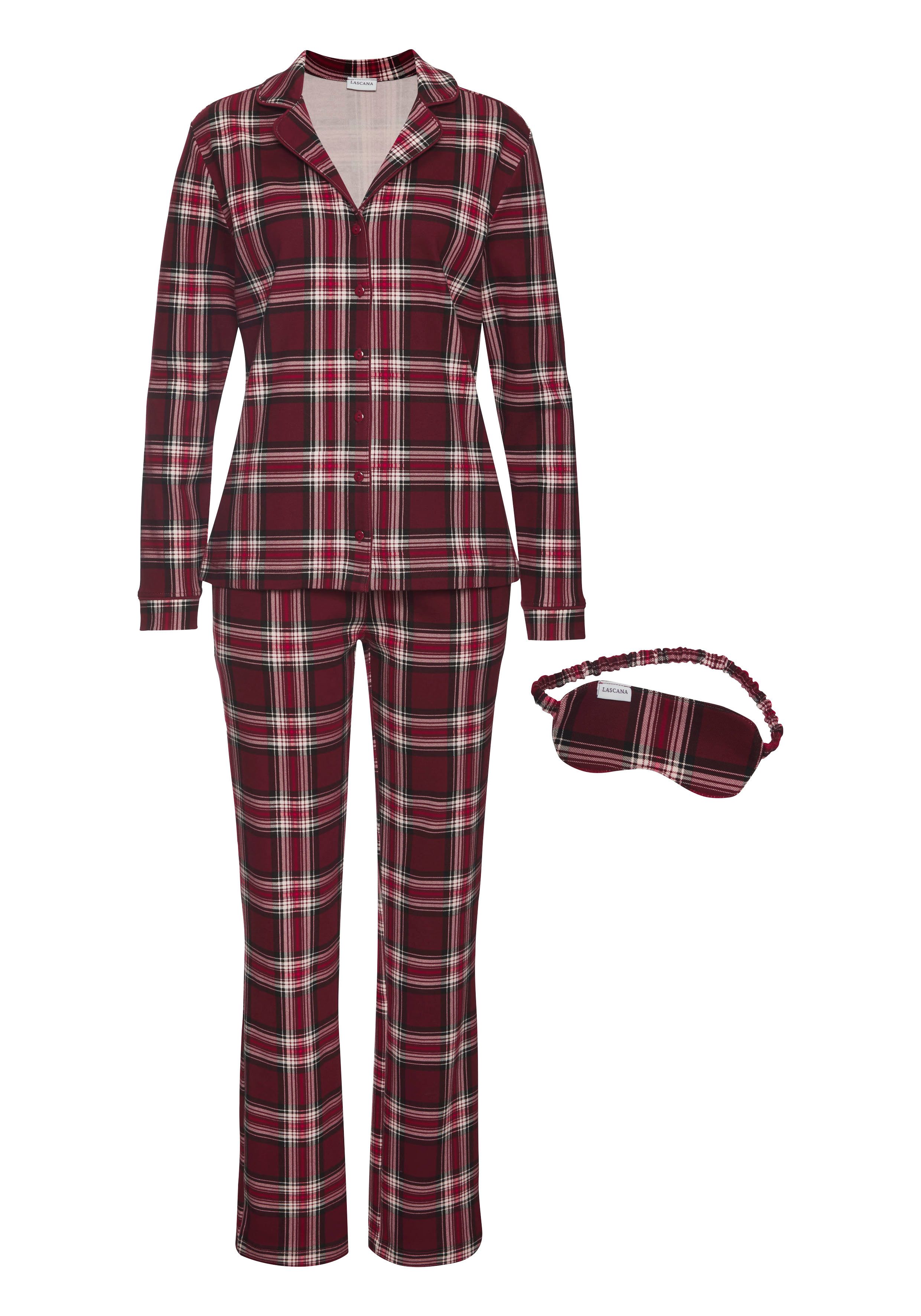 LASCANA Pyjama Set, 3-teilig, incl. Schlafmaske günstig online kaufen