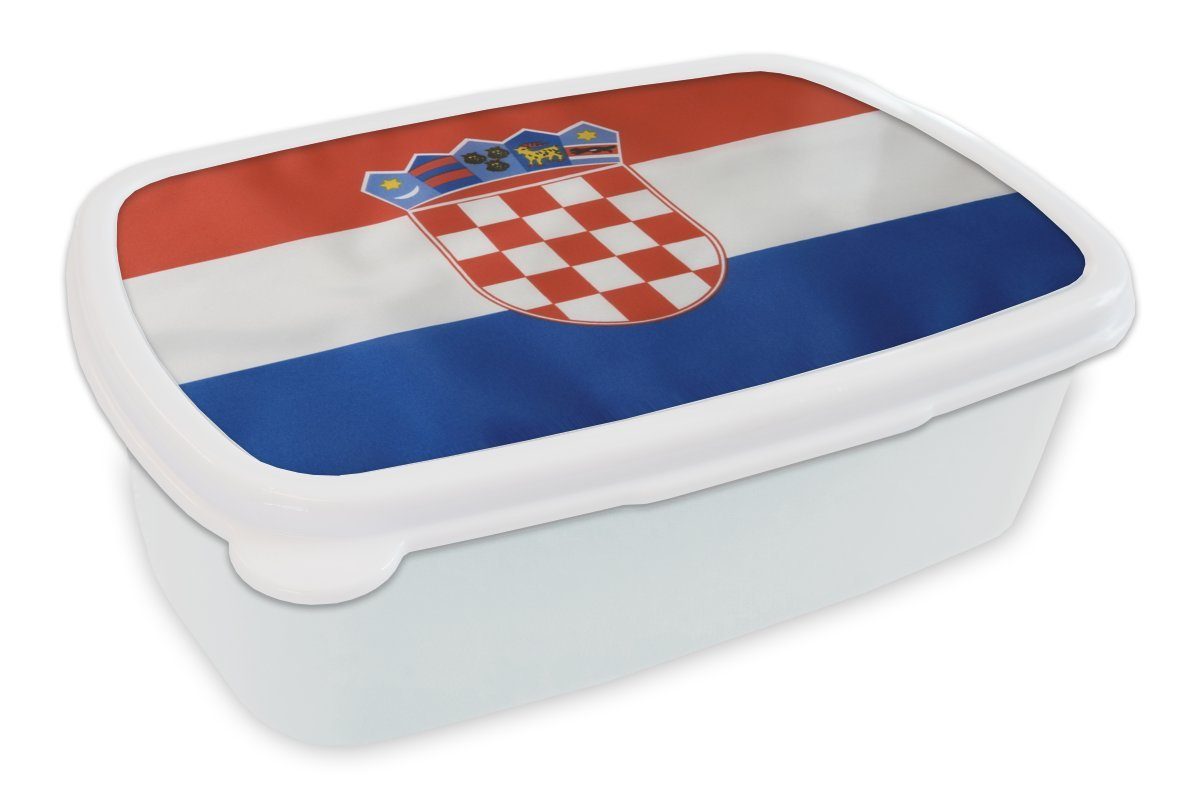 MuchoWow Lunchbox Foto der kroatischen Flagge, Kunststoff, (2-tlg), Brotbox für Kinder und Erwachsene, Brotdose, für Jungs und Mädchen weiß