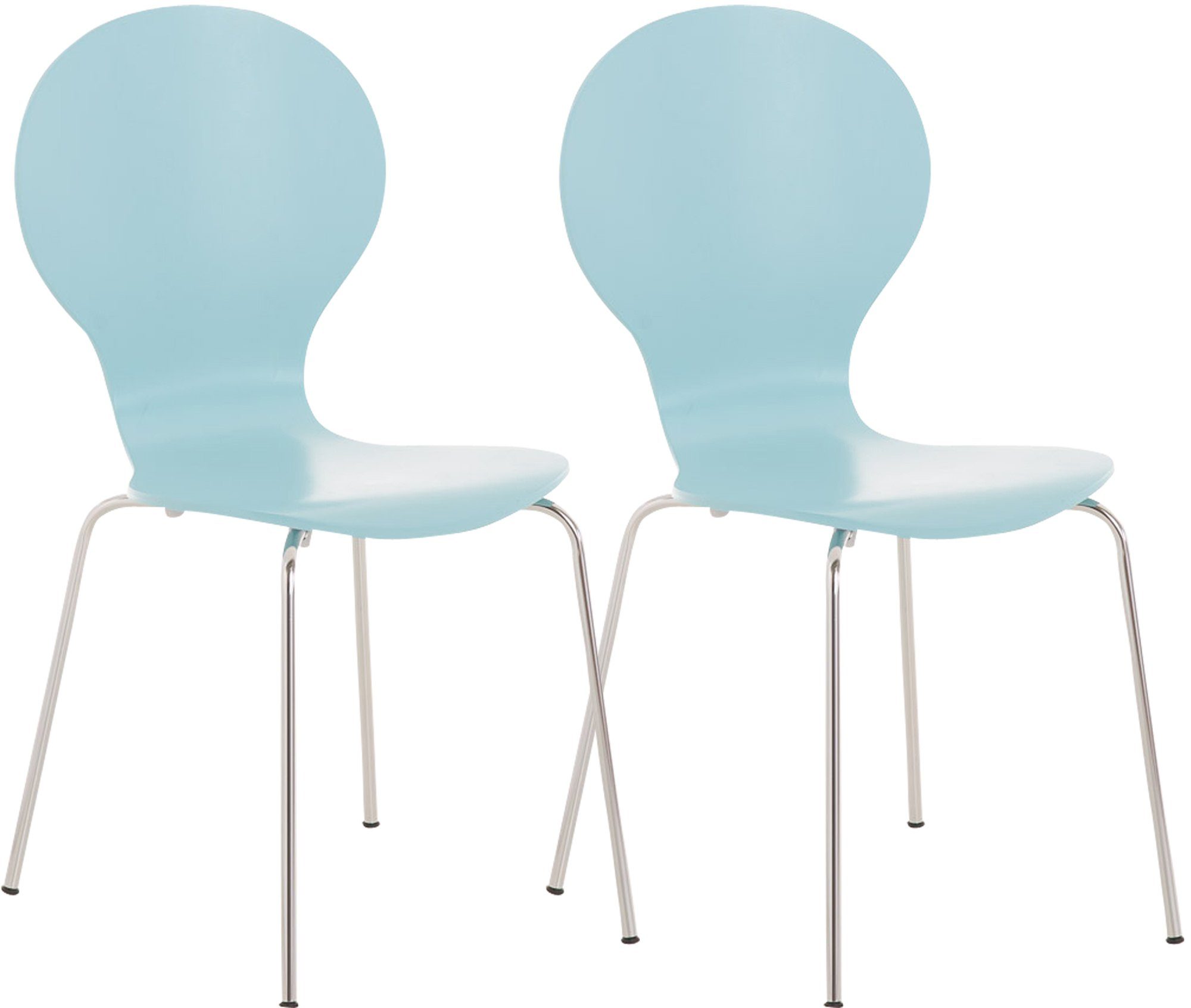 hellblau Sitzfläche Konferenzstuhl 2 Warteraumstuhl Besucherstuhl - (Besprechungsstuhl ergonomisch chrom Gestell: TPFLiving geformter - Messestuhl, St), - Sitzfläche: Holz Metall Daggy - mit