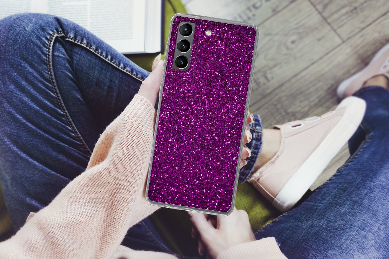 MuchoWow Handyhülle für Samsung Galaxy S21 Plus Lila - Rosa - Muster - Abstrakt, Phone Case, Silikon, Schutzhülle Dünn