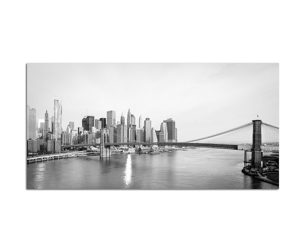 Sinus Art Leinwandbild 120x60cm New York Brooklyn Bridge Skyline