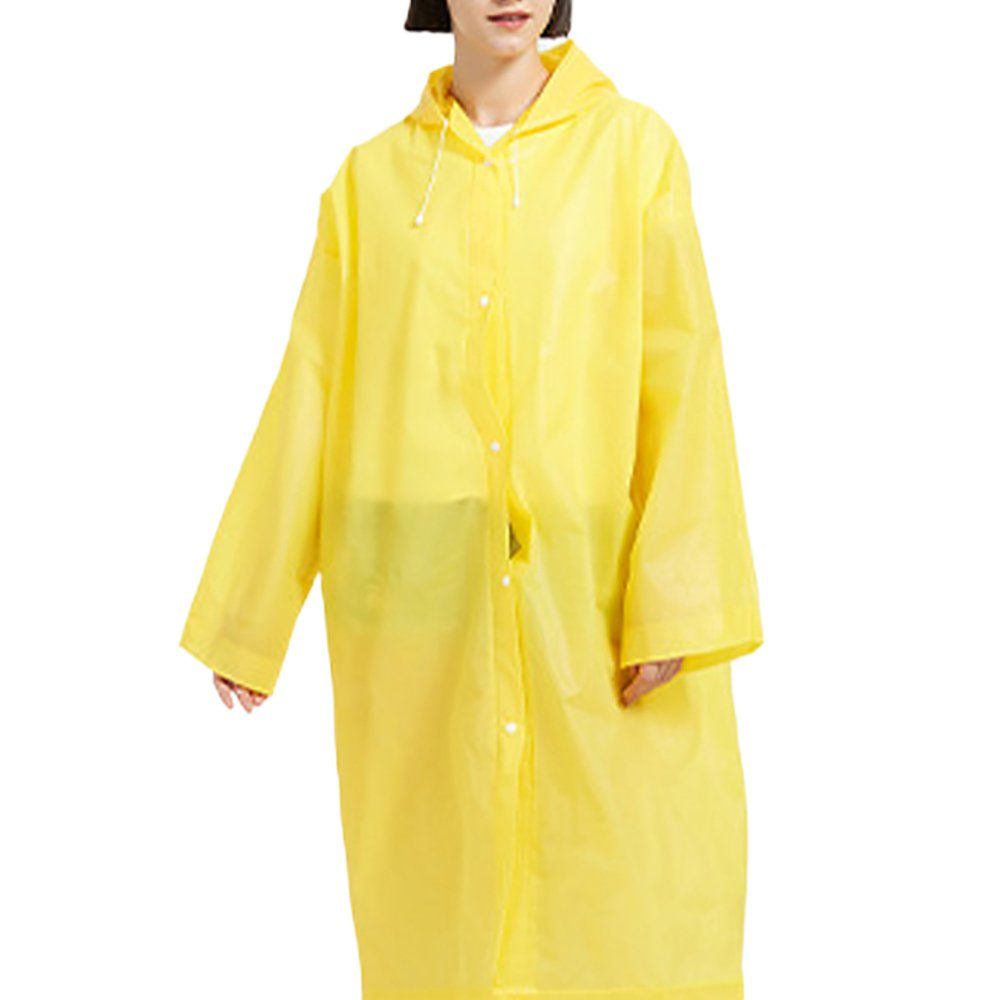GelldG Regenjacke Regenmantel wasserdicht transparentes,Gelb Regencape Wiederverwendbarer Regenjacke