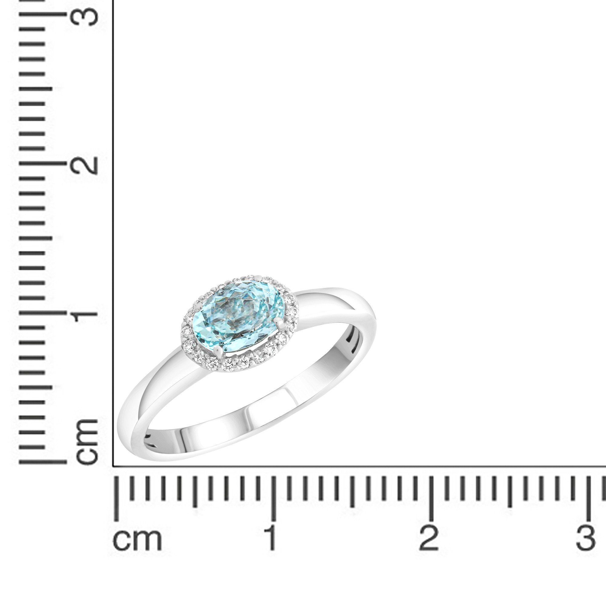 Diamonds by Ellen K. Fingerring Weißgold 585 mit echtem Aquamarin und 36 Diamanten 0,09ct.