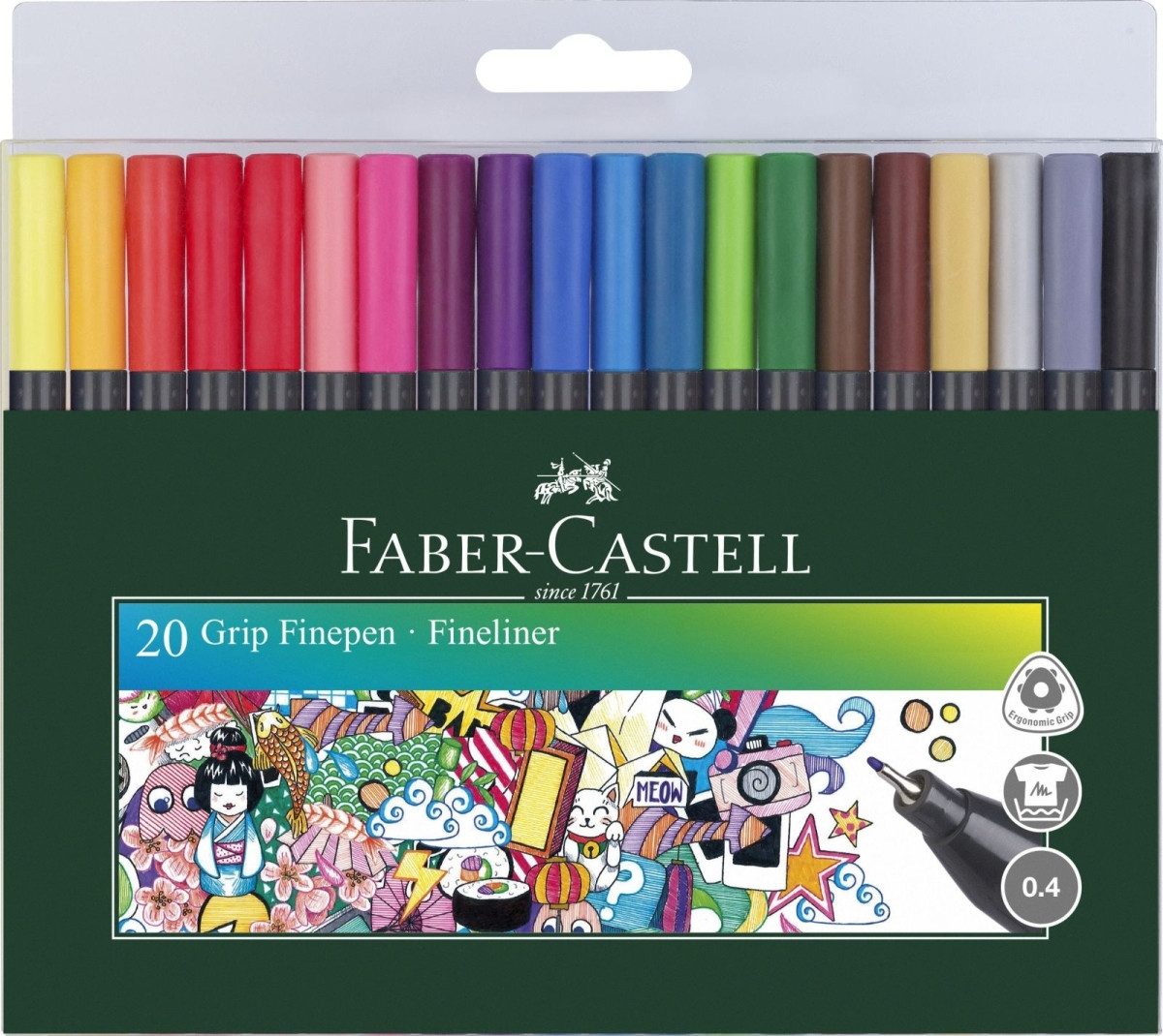 Faber-Castell Fineliner Finepen Grip 0,4 sortiert VE=20 Stück