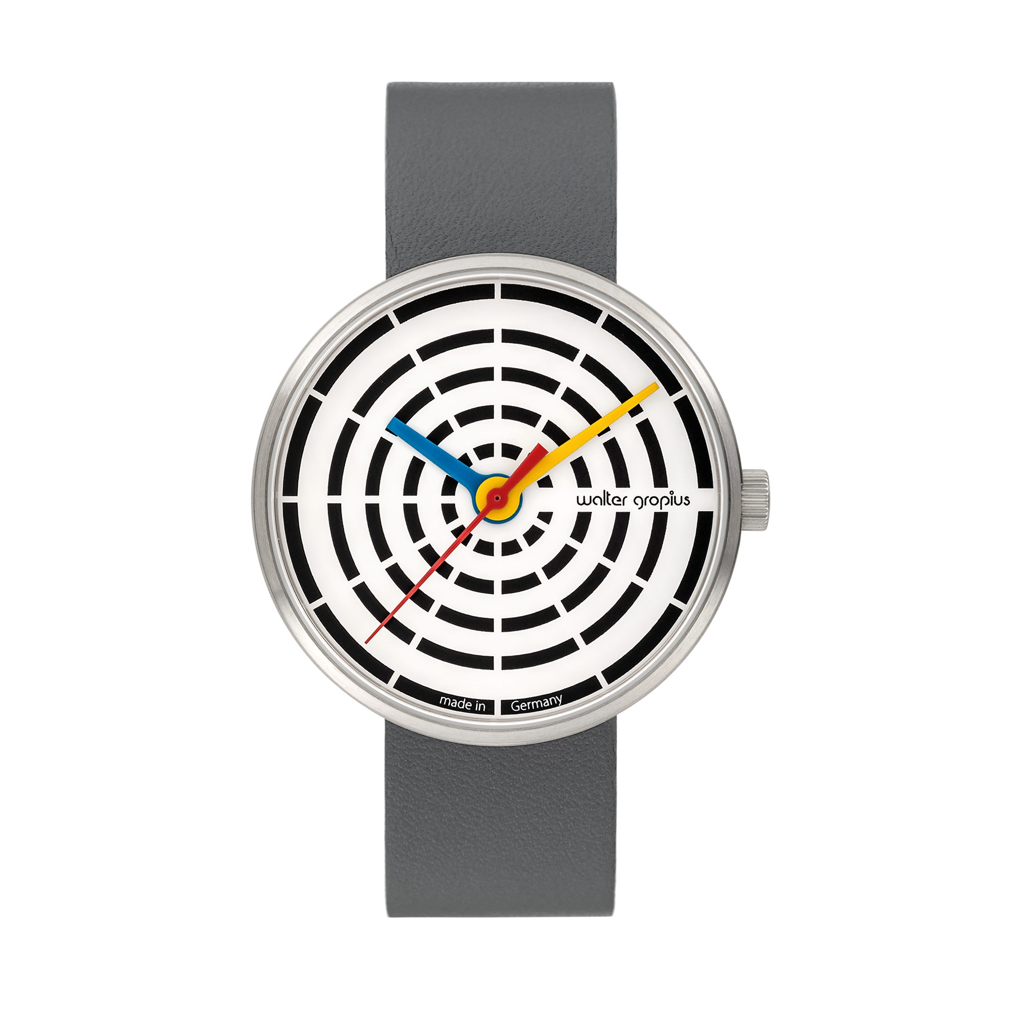 Walter Gropius Quarzuhr Made in Germany, Saphirglas, Forum Space Loops - WG 003-01, Designeruhr, Lederarmband mit Easy-Release System, Edelstahlgehäuse