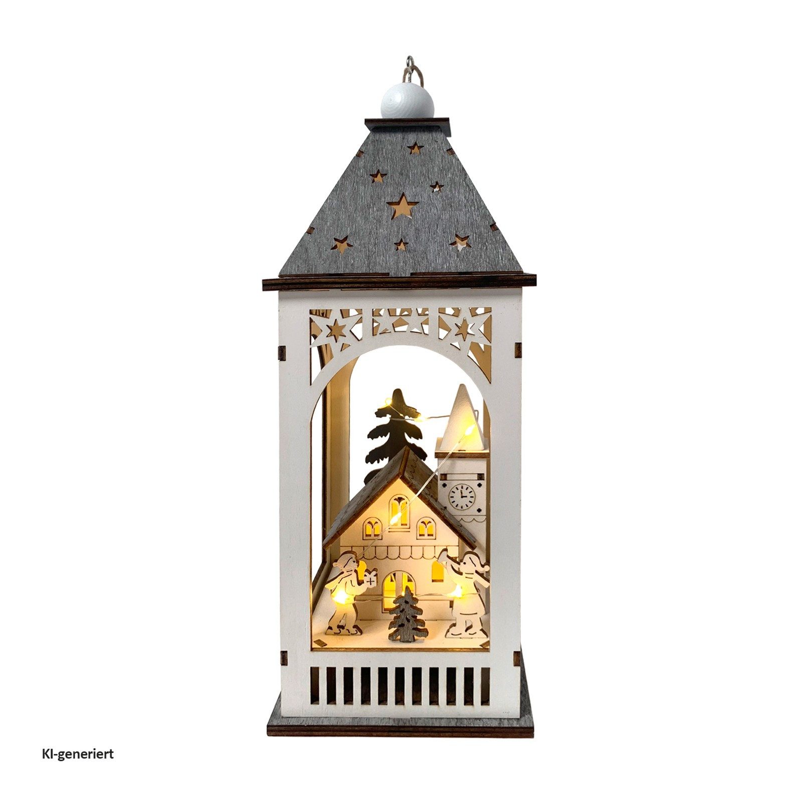 HTI-Living LED Laterne LED Weihnachtslaterne mit Kirche, Ein-/Ausschalter, LED, Warmweiß, Leuchtdeko batteriebetrieben