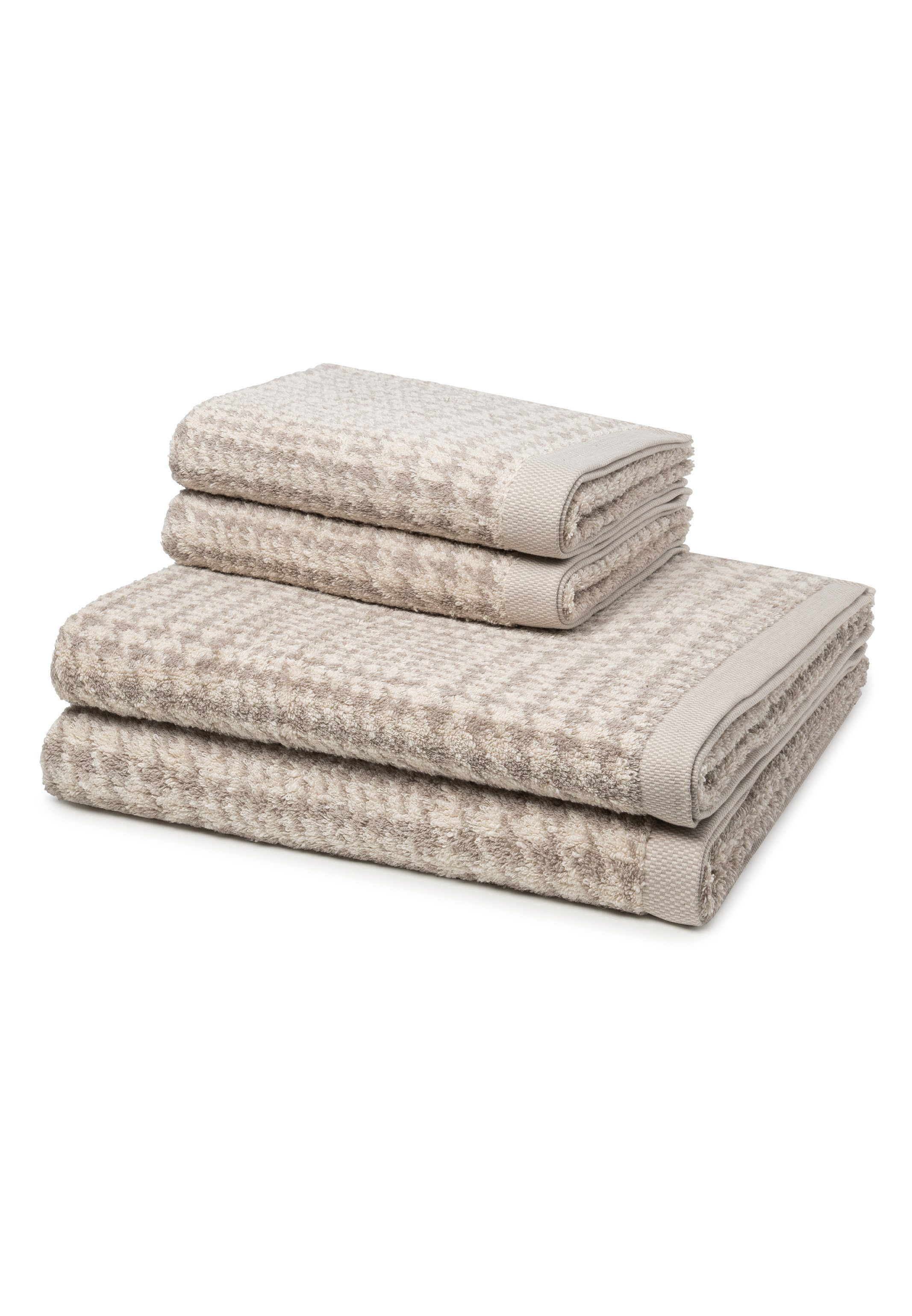 Weicher 2 Möve Nature/Cashmere Duschtuch - Handtuch - X - 2 X Handtuch (Spar-Set, 4-tlg), Baumwolle, Set Set im Glencheck, Baumwolle Materialmix Brooklyn