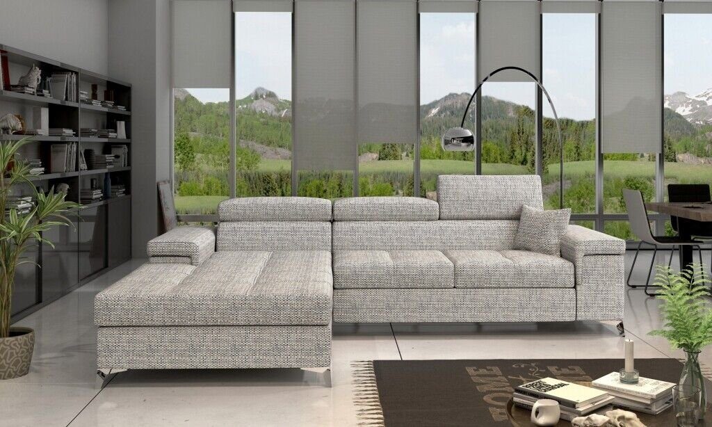 Sofa Ecksofa L-Form Stoff Grau Modern Couch JVmoebel Design Ecksofa, Wohnlandschaft
