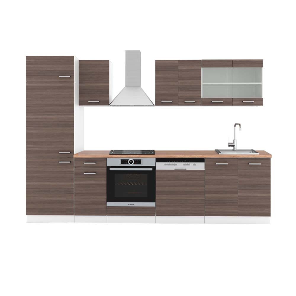 Vicco Küchenzeile R-Line, Edelgrau/Weiß, 300 cm, günstig online kaufen