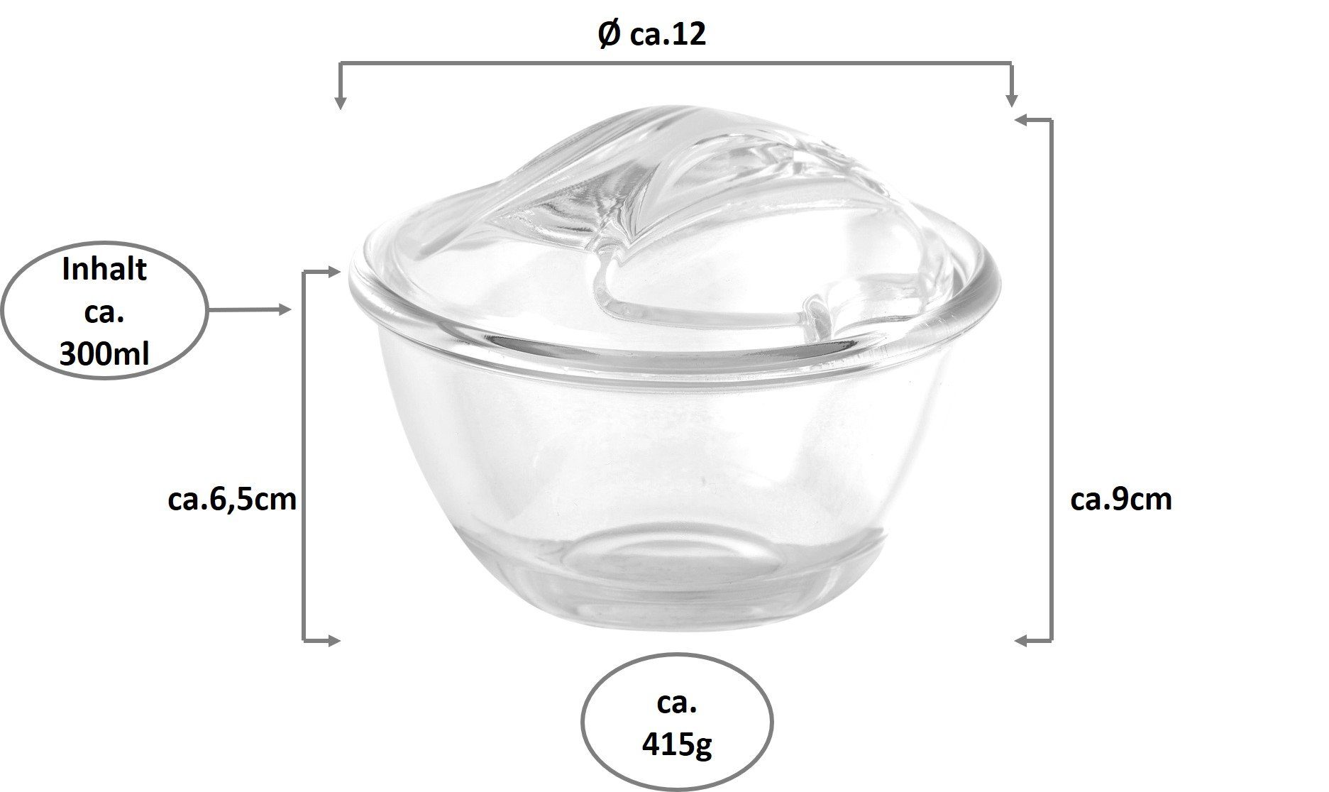 300ml Zuckerdose rund aus Emilja Parmesandose Marmeladenglas Glas Zuckerdose