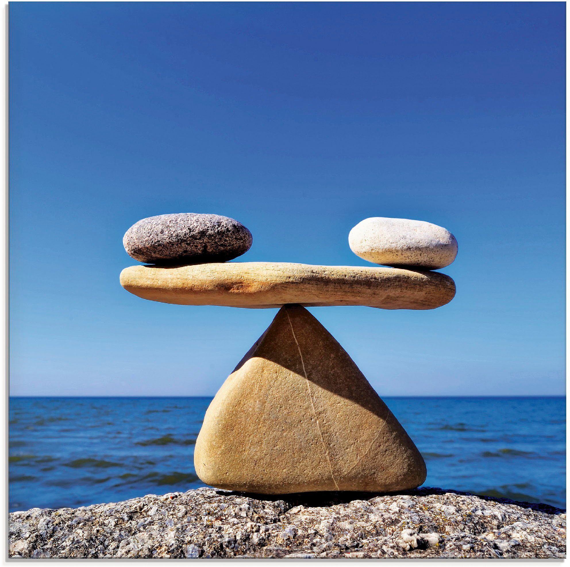 Artland Glasbild Gleichgewicht - Meer, in Zen Größen St), verschiedenen (1 Steine