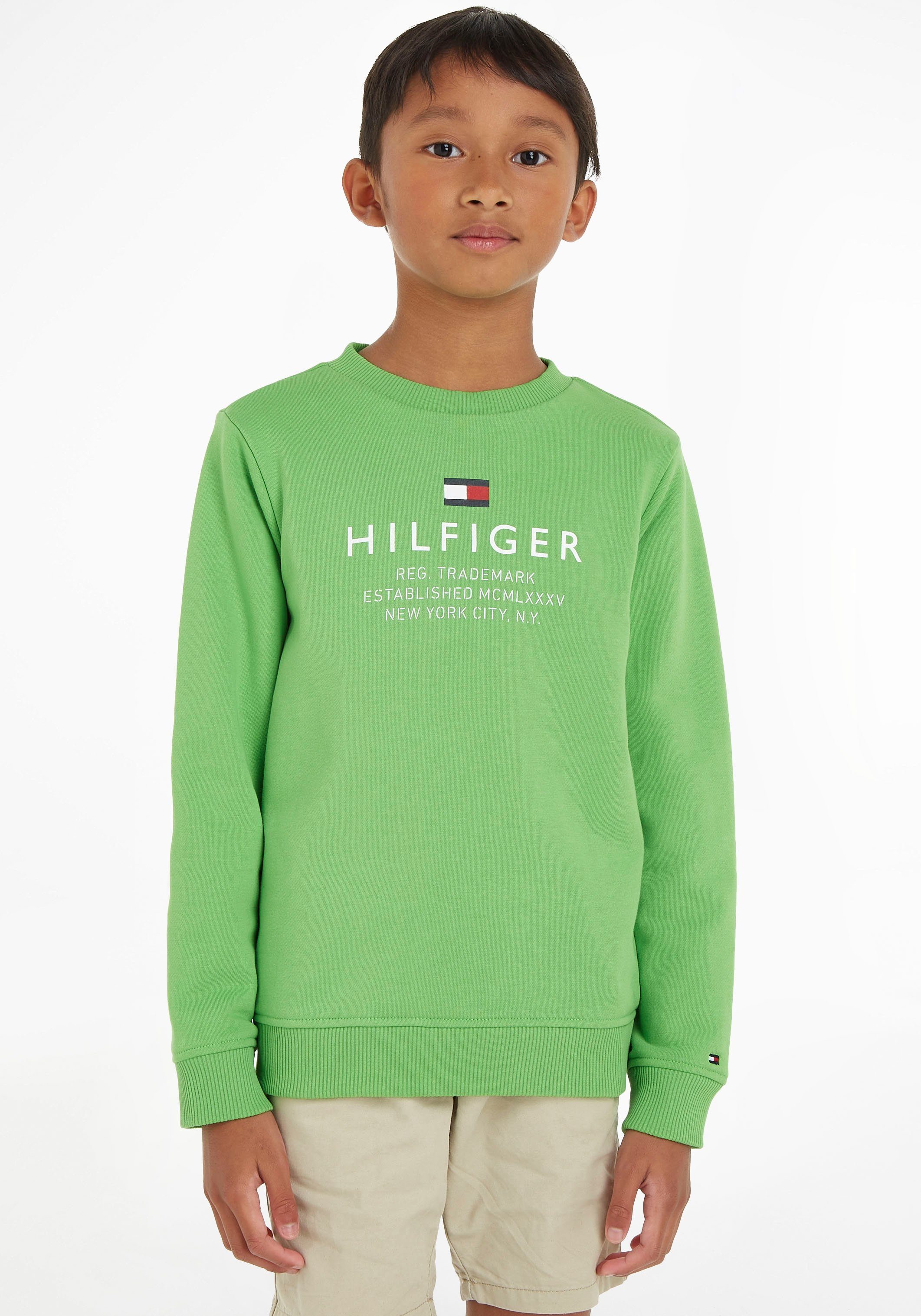 Tommy Hilfiger Sweatshirt TH LOGO SWEATSHIRT mit Logoschriftzug Spring-Lime