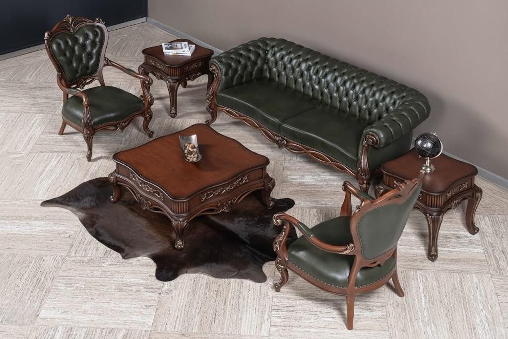 Xlmoebel Chefsessel Luxuriöser Neobarock-Sessel mit Holzrahmen in Braun und Gold (Einzelsessel, 1 St), Made in Europa