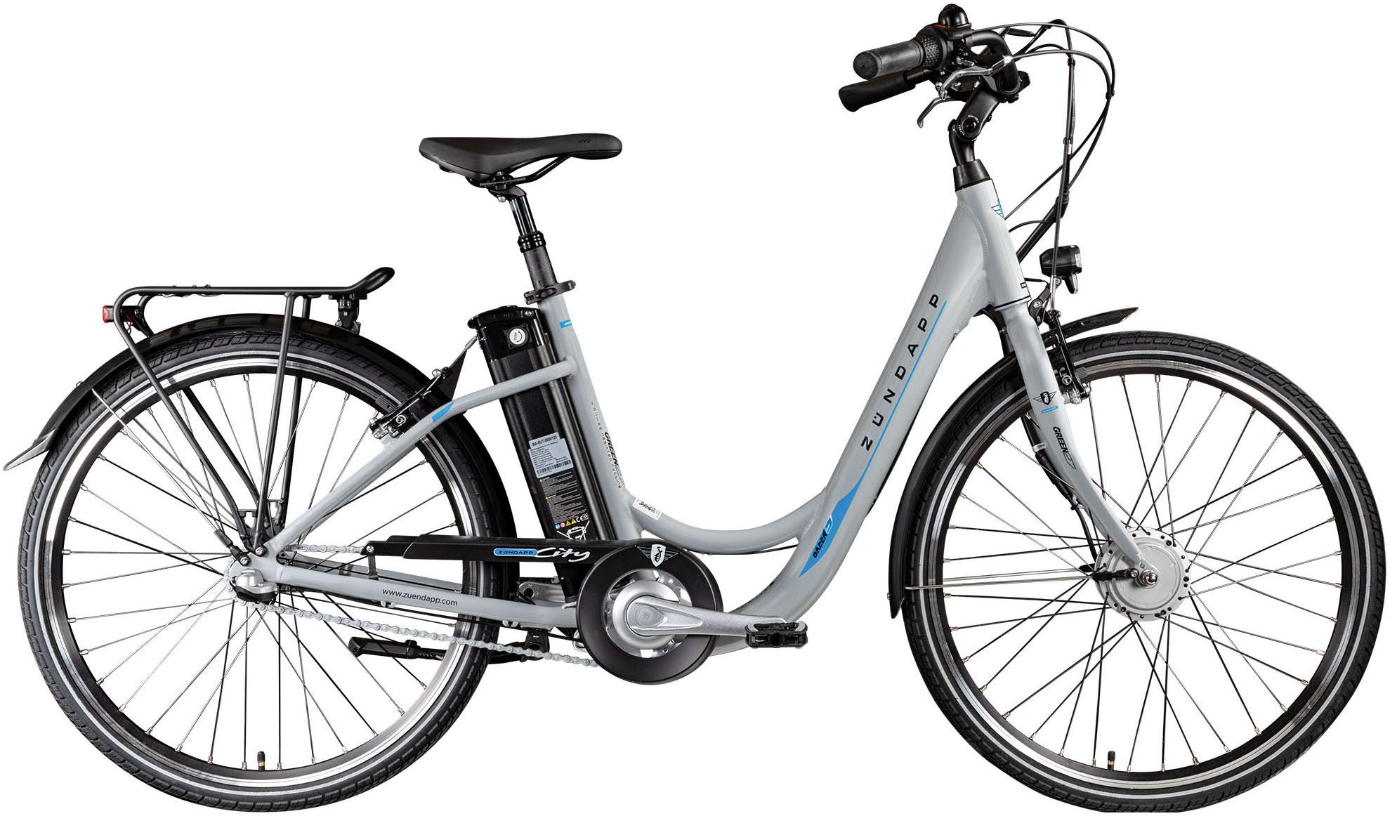 Zündapp E-Bike Cityrad Green 2.7, 3 Gang, Nabenschaltung, Frontmotor, 531,6 Wh, Pedelec, Elektrofahrrad für Damen u. Herren