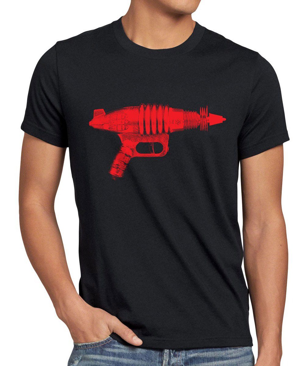 Black style3 Cooper Sheldon Herren Space T-Shirt schwarz Alien SciFi Big Bang Theory Print-Shirt Men Gun