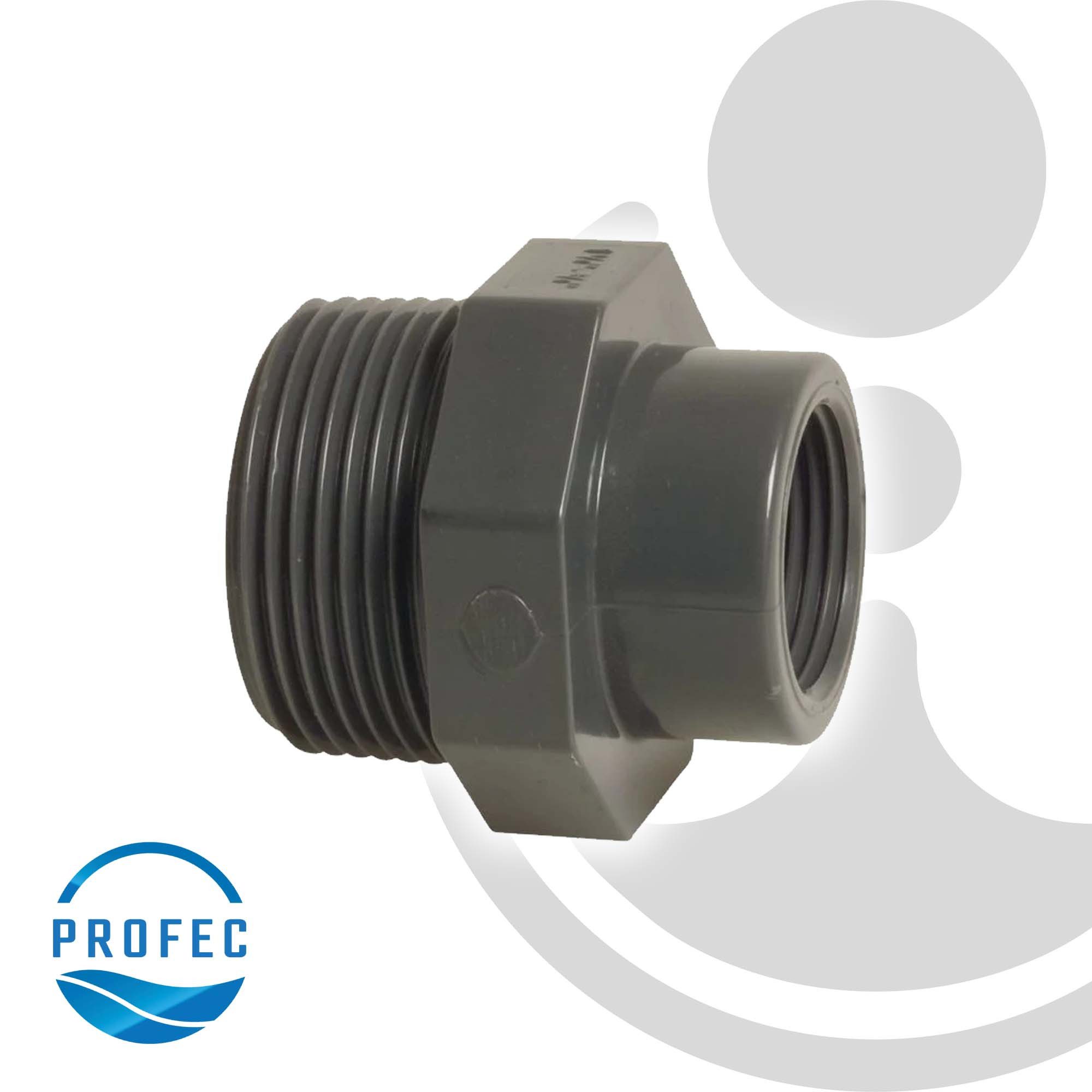 Profec Gewindefitting Reduzierstück, PVC-U, AG x IG - 10 bar, grau, 3/4 Zoll AG x 1/2 Zoll IG