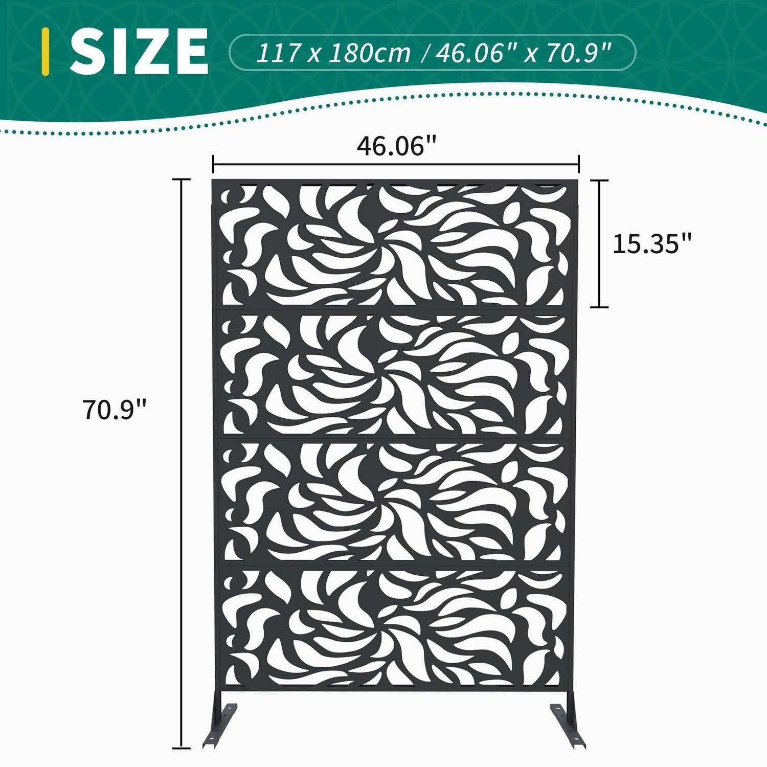 LuxusKollektion Schutzwand Sichtschutz Metall freistehend 180x117cm (1 St)