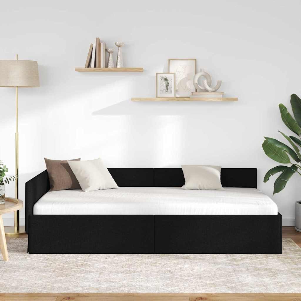 vidaXL Bett Eckbettgestell mit Kopfteil Schwarz 90 cm x 190 cm Samt (1-tlg) günstig online kaufen