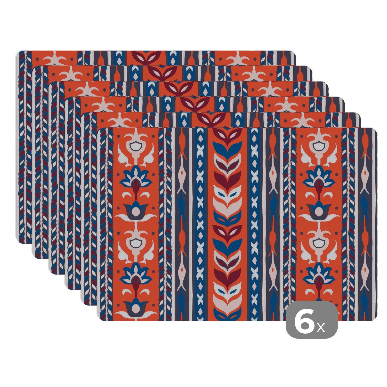 Vorzüglich Platzset, Design - Blumen - MuchoWow, Platzdecken, Platzmatte, Schmutzabweisend Rot Pflanzen - (6-St), Minimalismus, - Tischmatten, Platzset