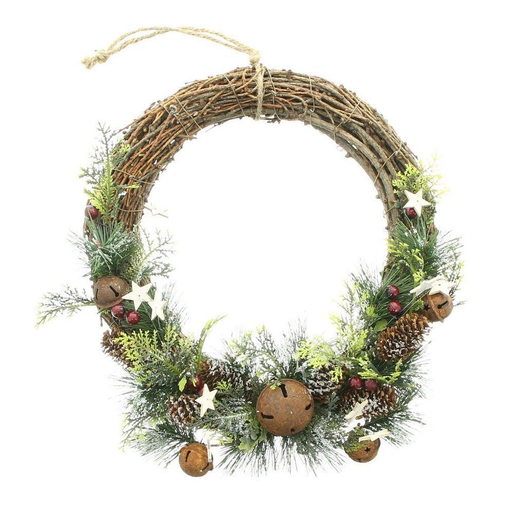 Hometrends24.de Dekokranz Deko Kranz Türkranz Winter Weihnachten Wandkranz Tischkranz