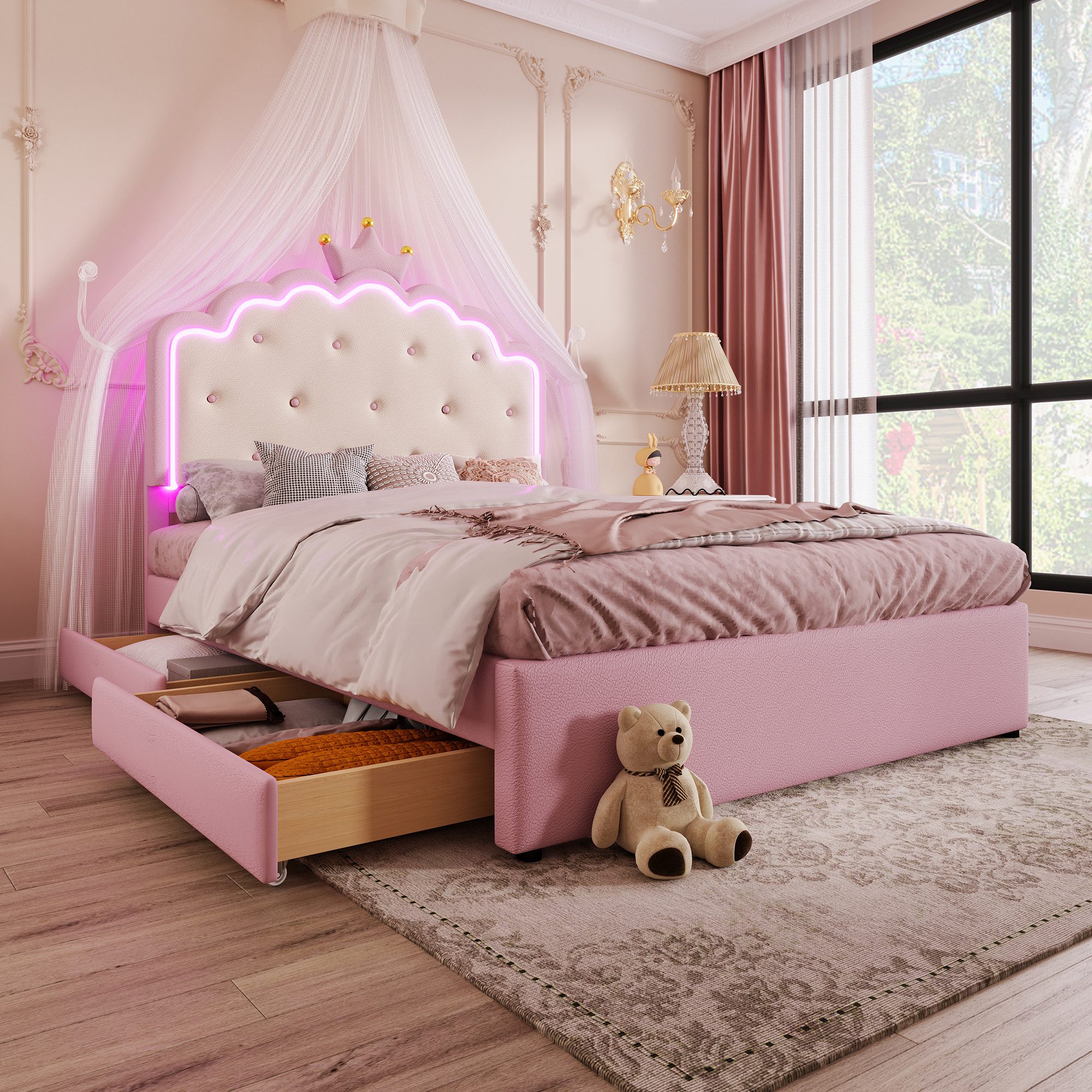 STILVORA Polsterbett mit matratze,Prinzessinnen Polsterbett 140x200 mit aus günstig online kaufen