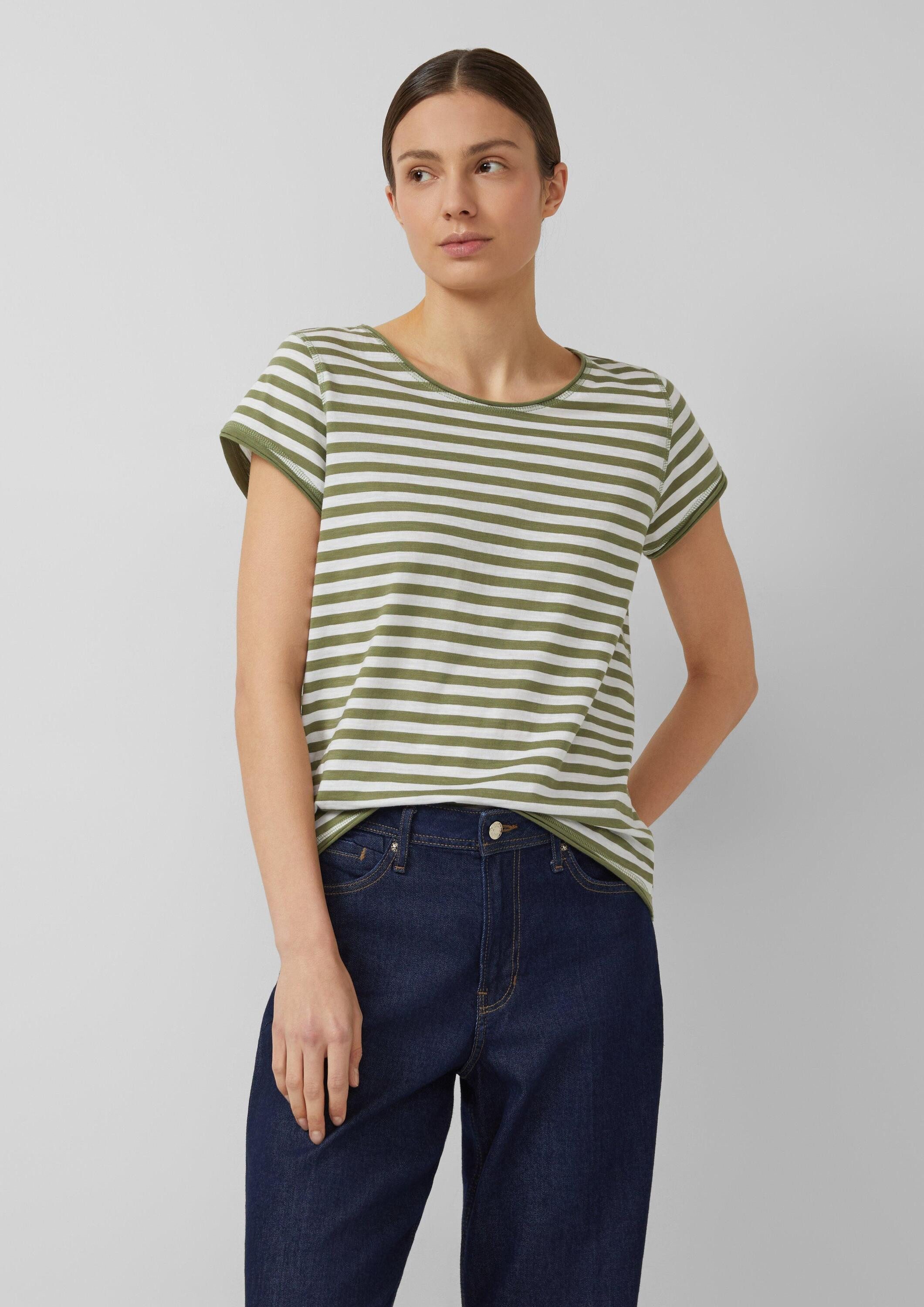 s.Oliver Kurzarmshirt T-Shirt T-Shirt mit Rollkanten und Flammgarnstruktur