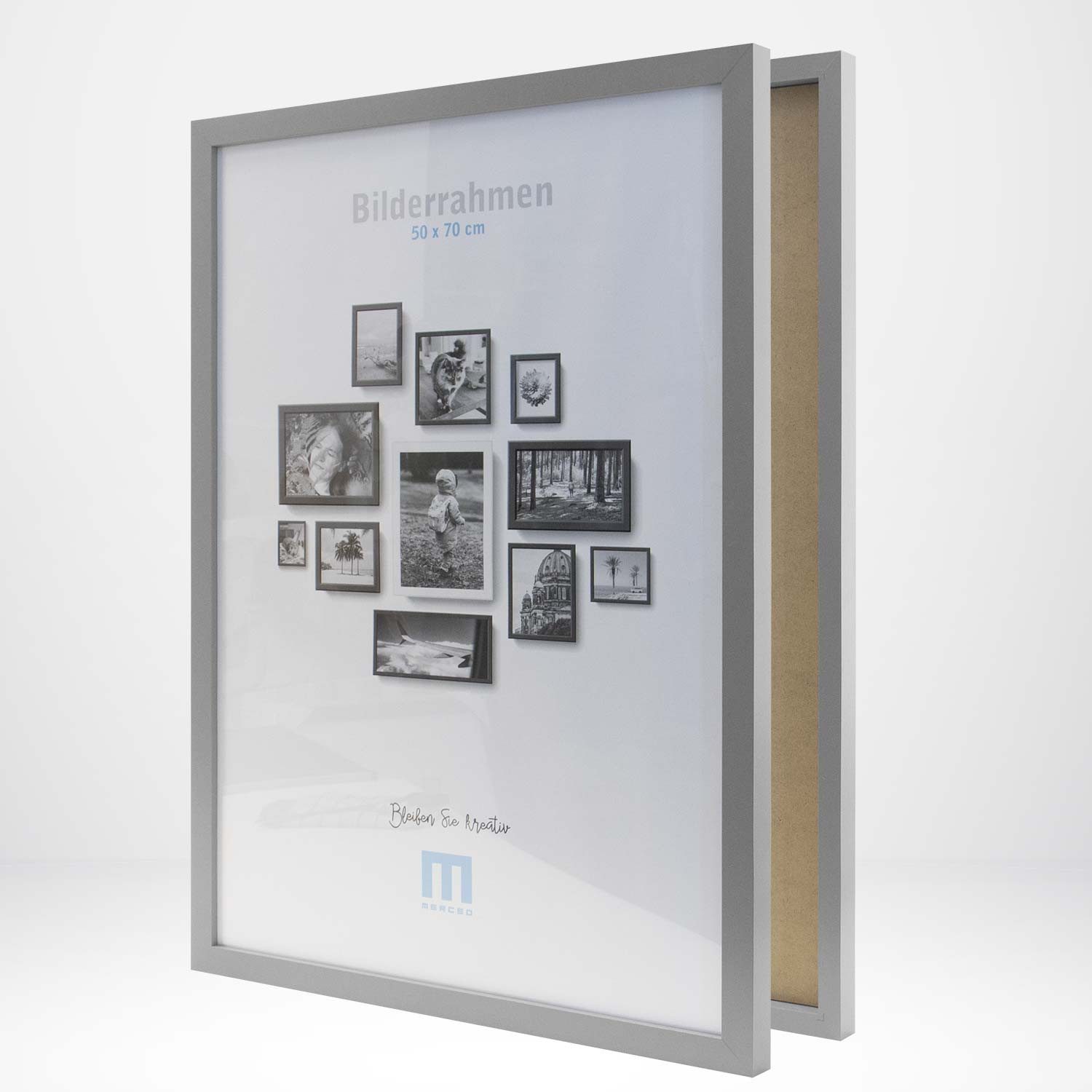 M MERCEO Bilderrahmen 50x70cm 2er Set - Moderner Posterrahmen & Fotorahmen aus Holz (MDF), für 1 Bilder (1 St), bruchsicheres Acrylglas mit beidseitiger Schutzfolie (bitte abziehen)