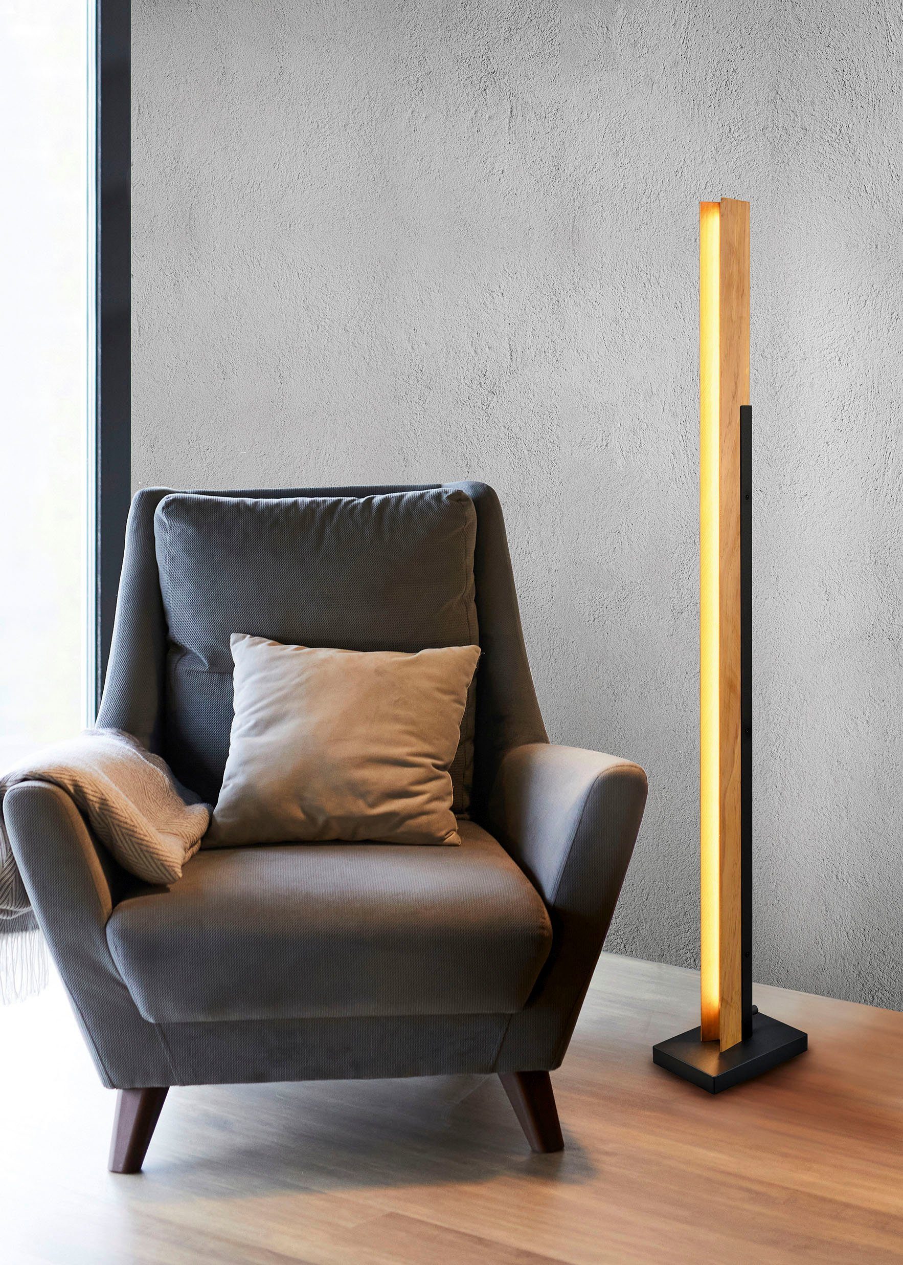 TRIO Leuchten LED Stehlampe Kerala, Dimmfunktion, mehrere Helligkeitsstufen, LED fest integriert, Warmweiß, Stehleuchte Wohnzimmer Höhe 120cm, Touchdimmer, LED warmweiß, 1950 Lm