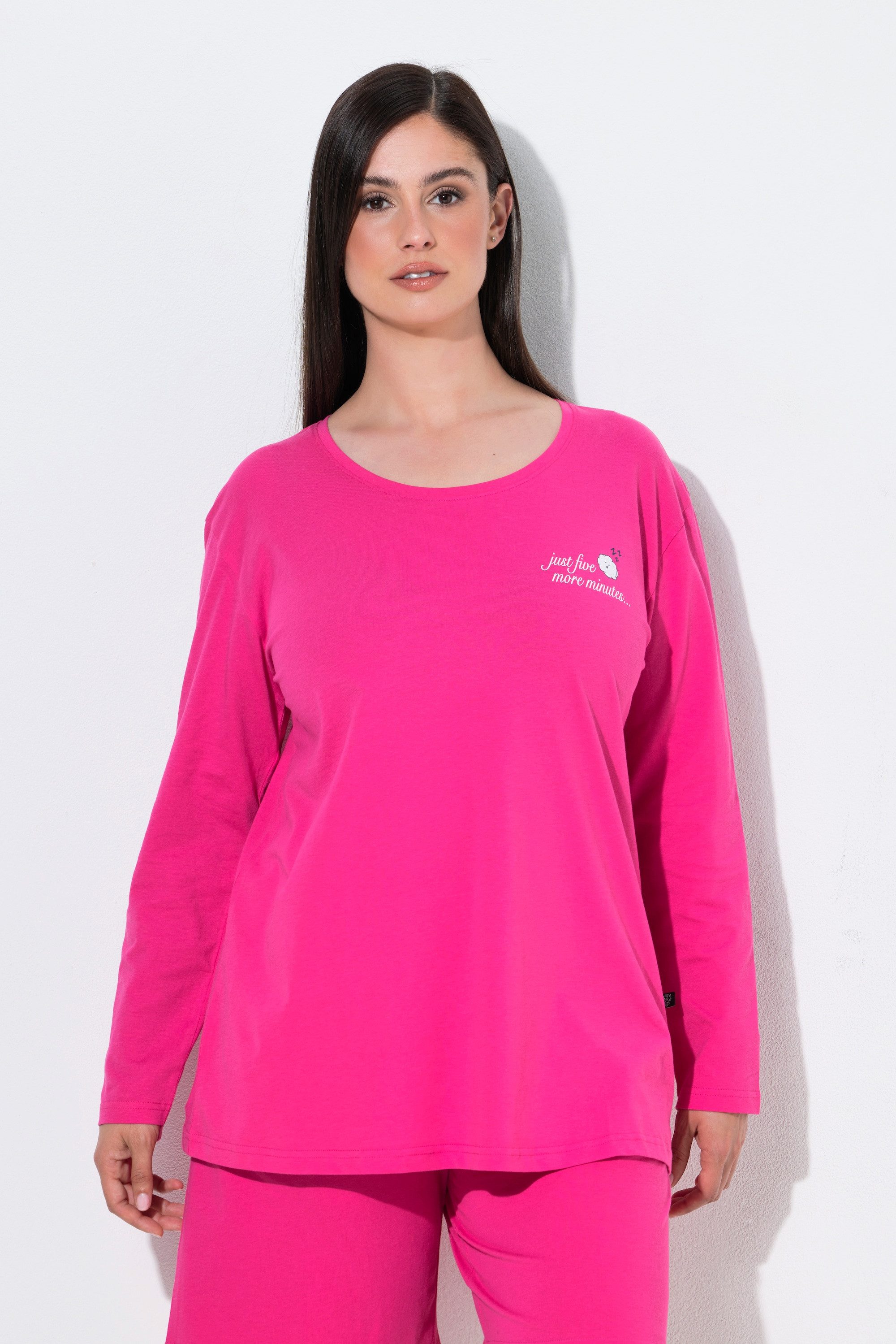 Ulla Popken Pyjama Pyjama-Shirt Book Lover Rundhals Langarm