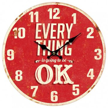 bhp Wanduhr (Vintage Wand Uhr Küchen Everything OK Deko Design Aufdruck Analog)