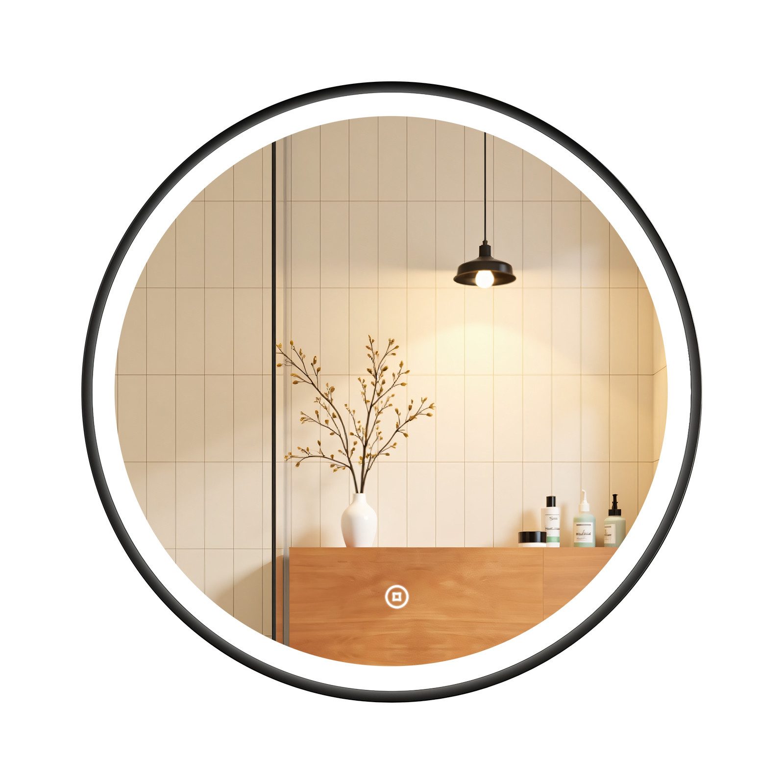 EMKE Badspiegel Badspiegel Rund mit Beleuchtung Badezimmerspiegel mit schwa günstig online kaufen