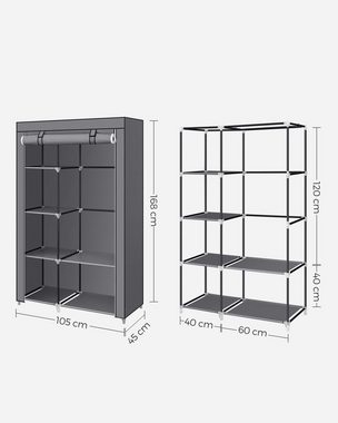 SONGMICS Kleiderständer Kleiderschrank, Garderobe, mit 1 Kleiderstange, 6 Ablagen, Vliesstoff