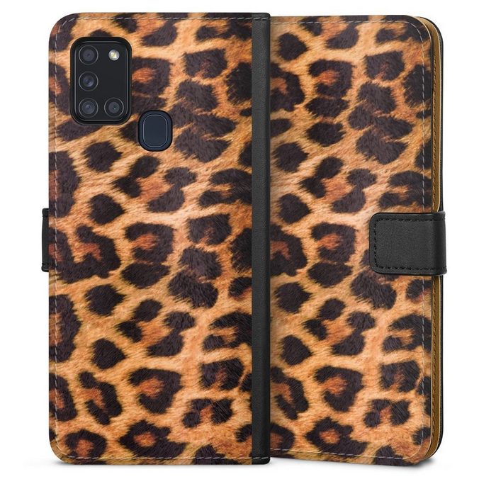 DeinDesign Handyhülle Leopard Fell Animalprint Leo Print Samsung Galaxy A21s Hülle Handy Flip Case Wallet Cover
