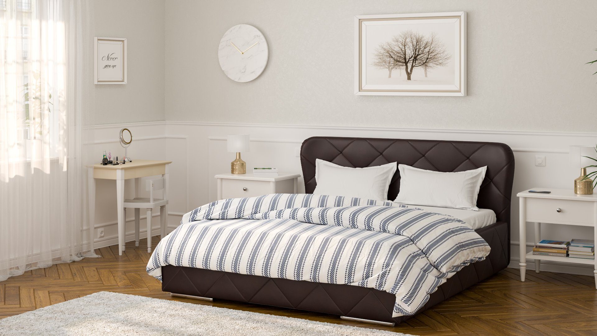 Bettzeugbehälter Schlafkomfort hoher Schwarz mit - Monako Siblo 200x160 cm - Bett Doppelbett Polsterbett Doppelbetten Holzrahmen - -