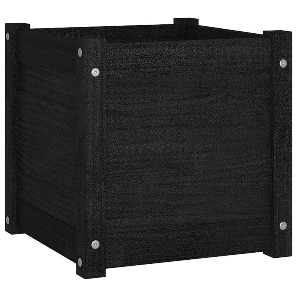 (1 Kiefer vidaXL Schwarz Blumentopf 40x40x40 St) Pflanzkübel cm Massivholz