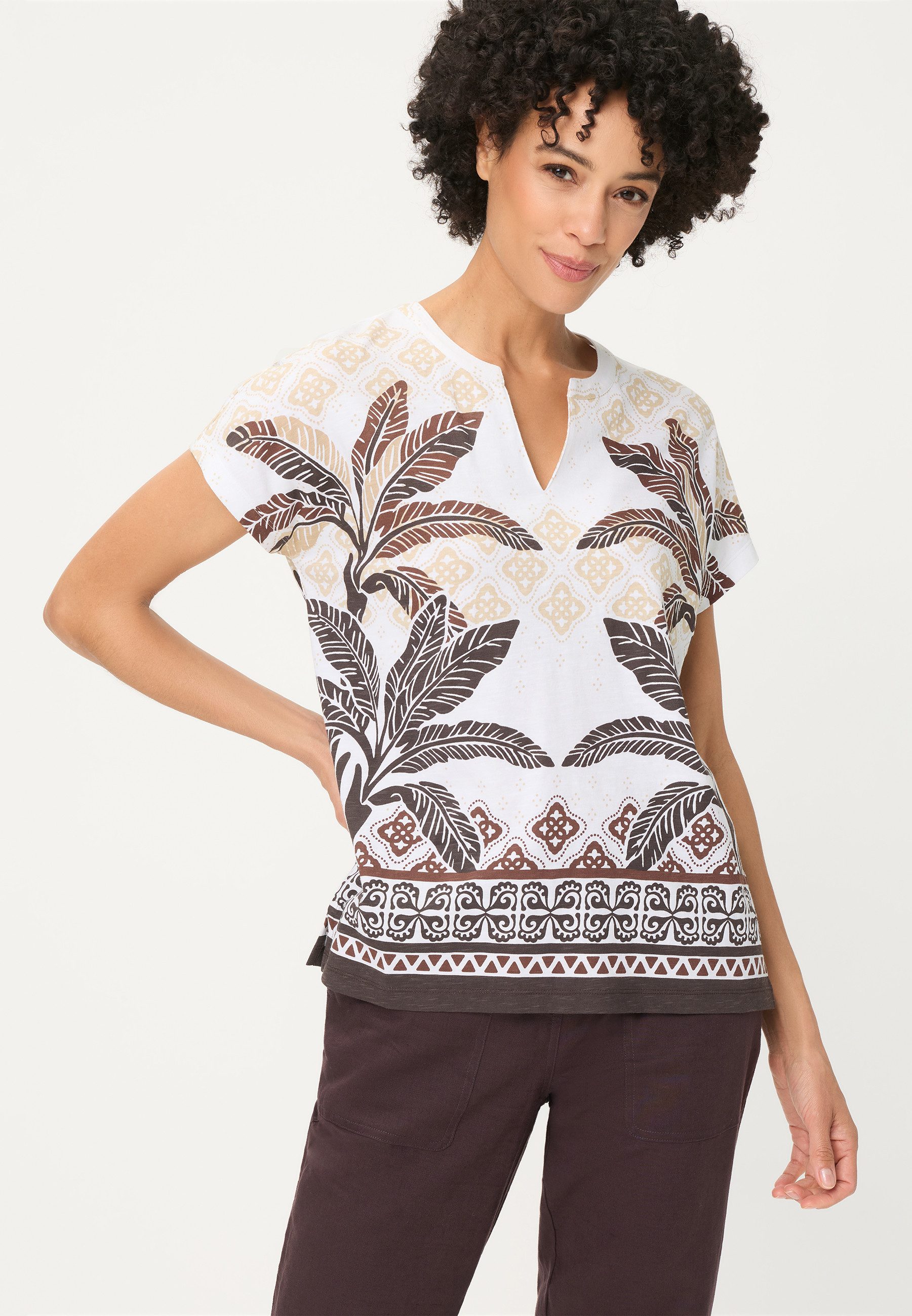 Olsen Tunikashirt mit Panneaux-Print und Tunikaausschnitt