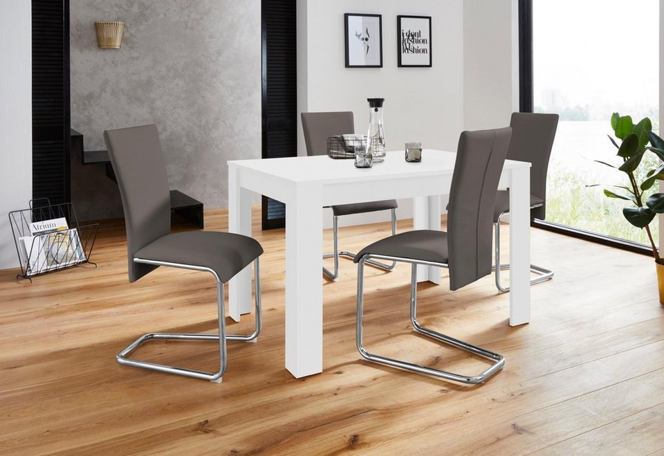 Homexperts Essgruppe Nick2-Mulan, (Set, 5-tlg), mit 4 Stühlen, Tisch in  weiß, Breite 120 cm