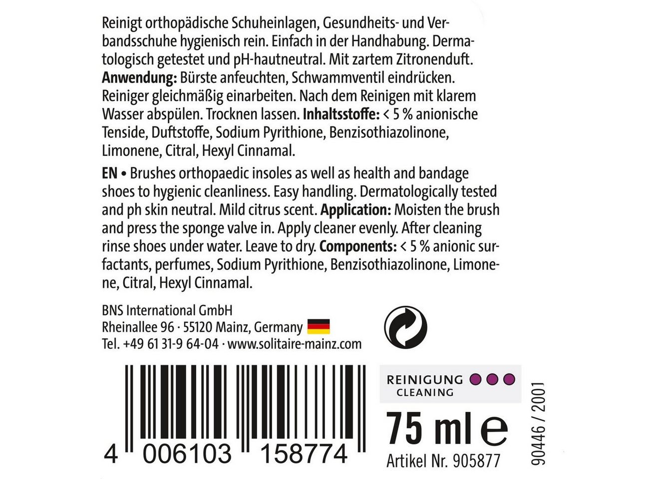 Thumbnail - Solitaire Ortho Cleaner - reinigt orthopädische Schuheinlagen Schuhreiniger