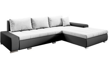 Furnix Ecksofa DARCELLE Polsterecke mit Schlaffunktion Bettkasten Kissen Couch L, 297x85x210 cm, Liegefläche 150x255 cm, robust & bequem