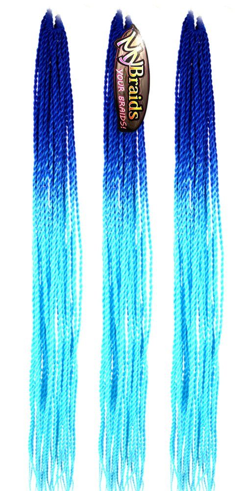 MyBraids YOUR BRAIDS! Crochet Twist Blau-Hellblau Senegalese Zöpfe Pack Ombre Kunsthaar-Extension 23-SY Braids 3er